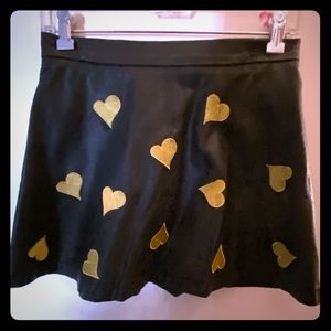 Golden Hearts Faux Leather Mini Skirt